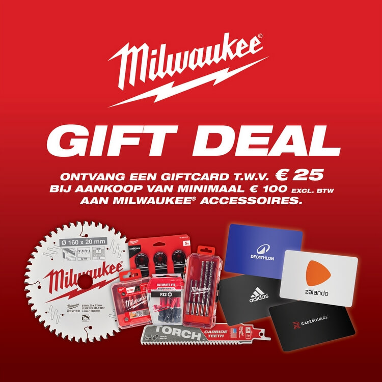 Milwaukee Gift Deal: ontvang een giftcard t.w.v. €25